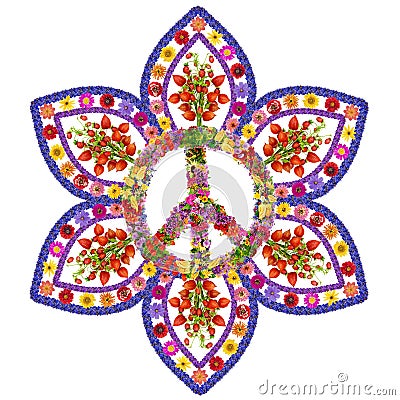 Peace floral mandala isolated Stock Photo