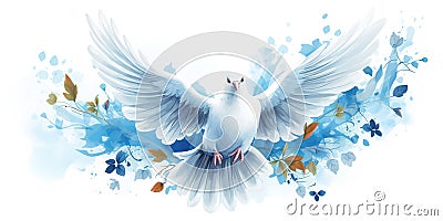 Peace freedom from a disturbance, tranquility concept, flying dove Stock Photo