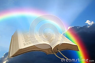 Peace of god rainbow bible Stock Photo