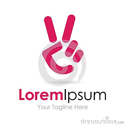 Peace hand gesture simple business icon logo Stock Photo