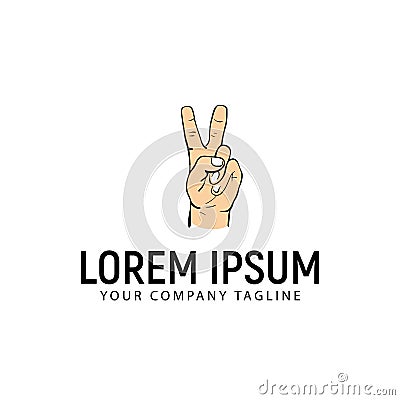 Peace hand logo hand drawn design concept template Vector Illustration