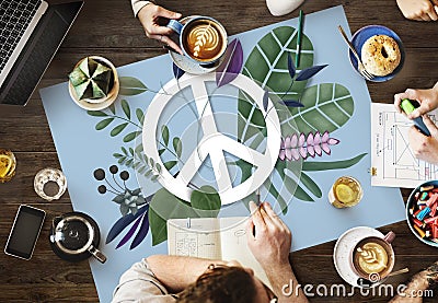 Peace Happy Hippie Love Retro Concept Stock Photo