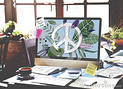 Peace Happy Hippie Love Retro Concept Stock Photo