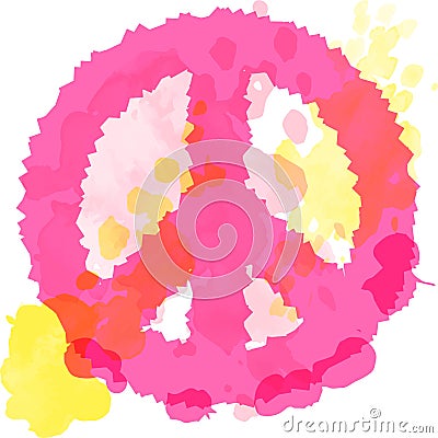 Peace Hippie Symbol over colorful background. Freedom, spirituality, occultism, textiles art. Vector illustration for t Vector Illustration
