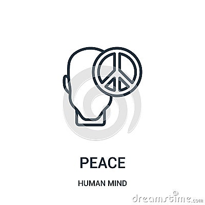 peace icon vector from human mind collection. Thin line peace outline icon vector illustration. Linear symbol for use on web and Vector Illustration