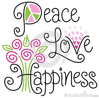 Peace Love and Happiness/eps Vector Illustration