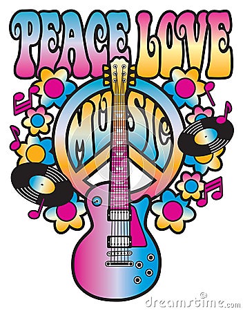 Peace Love and Music Vector Illustration