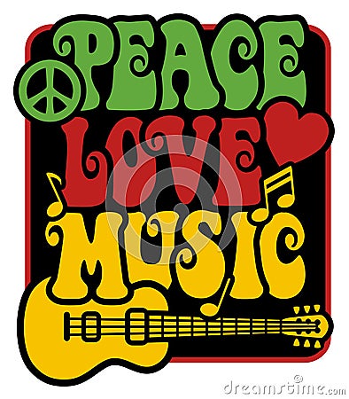 Peace-Love-Music_Rasta Colors Vector Illustration