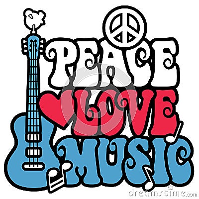 Peace Love Music Vector Illustration