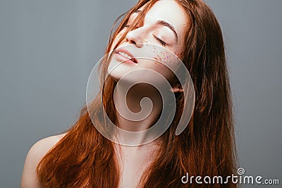 Peace mind freedom youth young female eyes closed Stock Photo