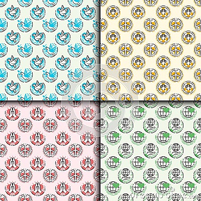 Peace outline seamless pattern love world freedom international free care hope vector illustration Vector Illustration