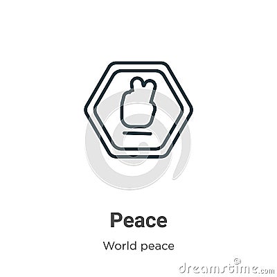 Peace outline vector icon. Thin line black peace icon, flat vector simple element illustration from editable world peace concept Vector Illustration