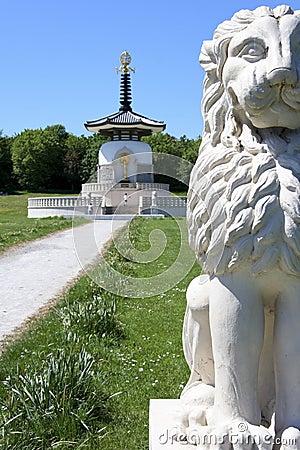 Peace pagoda milton keynes england Stock Photo