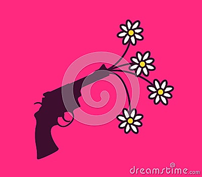 Peace and peaceful revolver Vector Illustration