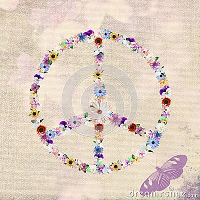 floral peace sign Stock Photo