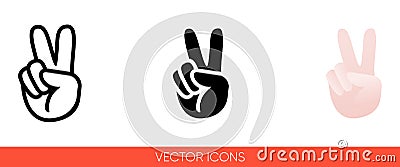 Peace sign hand with fingers icon. Isolated vector sign symbol. Vector Illustration