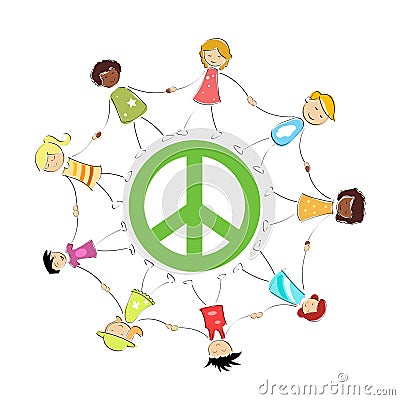 Peace Sign With Kids Royalty Free Stock Image - Image: 17558056