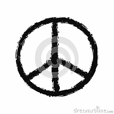 Peace sign painted with a rough brush. Grunge, graffiti, sketch. Vector Illustration