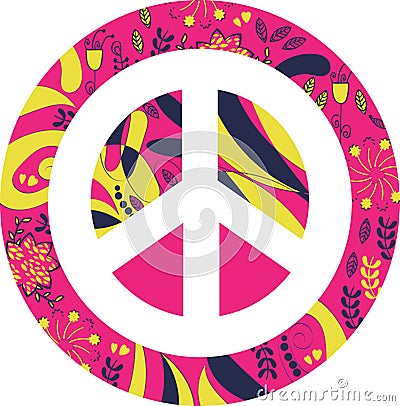 Peace sign in vector. Hippie astract simbol Vector Illustration