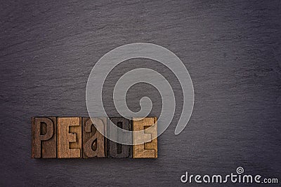 Peace Spelled out in Type Set Stock Photo