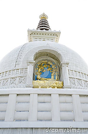 Peace statue shanti stupa new delhi India Stock Photo