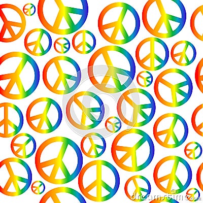 Peace symbol with circular rainbow gradient Vector Illustration