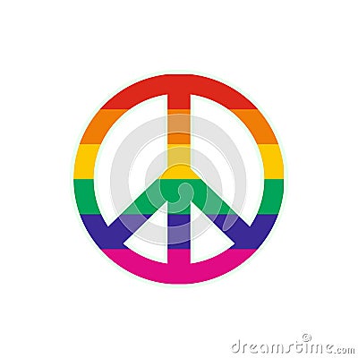Peace symbol rainbow flat icon Vector Illustration