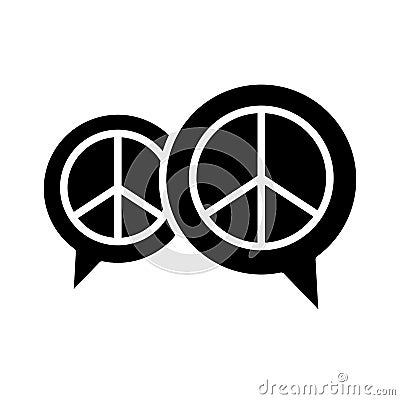 Peace symbols in speech bubbles silhouette style icon Vector Illustration