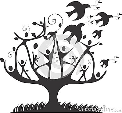 Peace Tree Vector Illustration