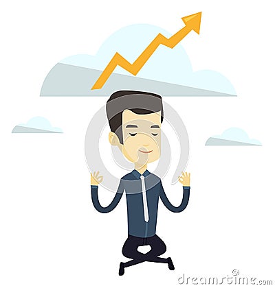 Peaceful business man doing yoga. Vector Illustration