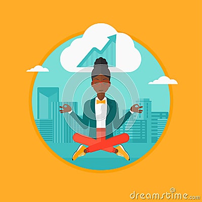 Peaceful business woman doing yoga. Vector Illustration