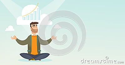 Peaceful business woman doing yoga. Vector Illustration