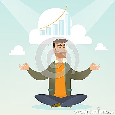 Peaceful business woman doing yoga. Vector Illustration