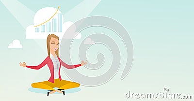 Peaceful business woman doing yoga. Vector Illustration