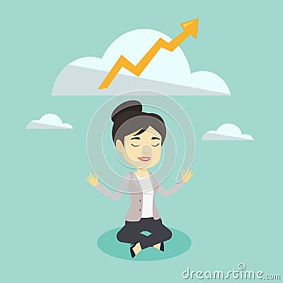 Peaceful business woman doing yoga. Vector Illustration