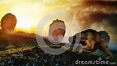 Peaceful Creature Sunset Cartoon Illustration