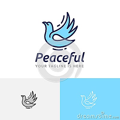 Peaceful Dove Pigeon Flying Wing Peace Love Freedom Logo Vector Illustration