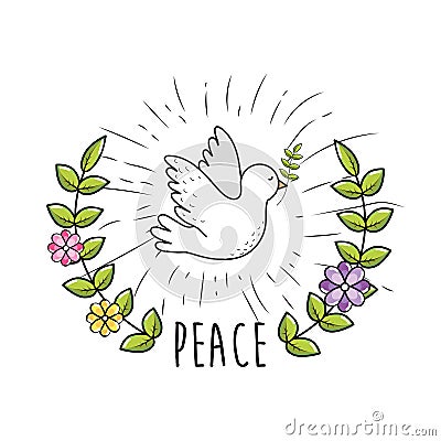 Peaceful dove to worldwide harmony element Vector Illustration