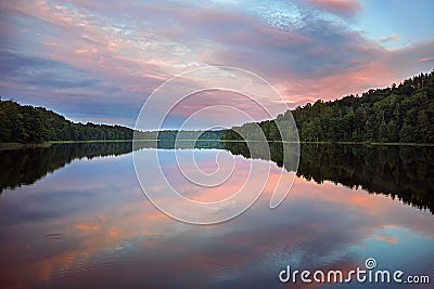 Peaceful evening over lake Stock Photo