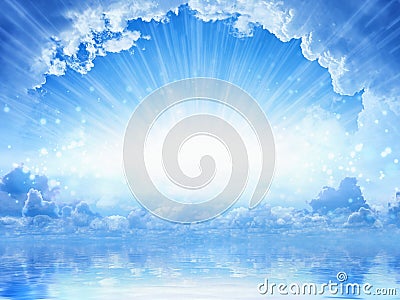 Peaceful heavenly background - light from heaven Stock Photo