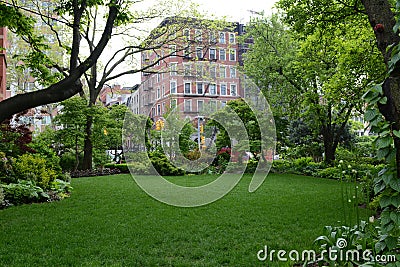 Peaceful Jefferson Market Garden in Greenwich Village, New York City Stock Photo
