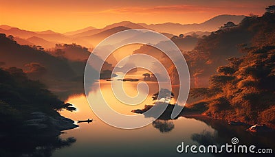 Peaceful landscape pictures in golden hours Stock Photo