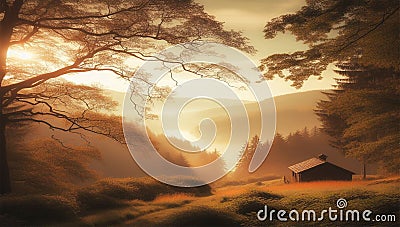 Peaceful landscape pictures in golden hours Stock Photo