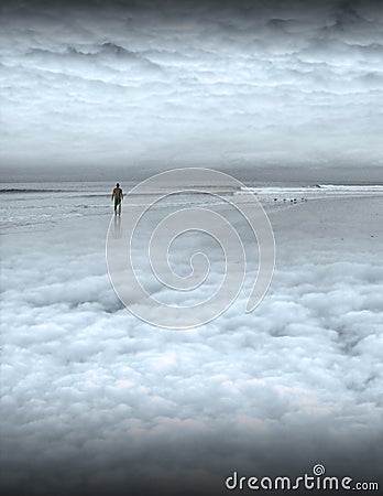 Peaceful man on beach Stock Photo