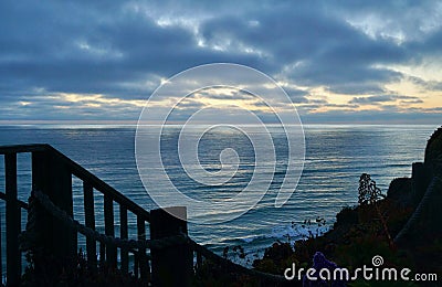 Peaceful Marine Layer Sunset Stock Photo