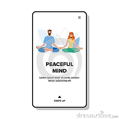 Peaceful Mind Meditating Young Boy And Girl Vector Vector Illustration