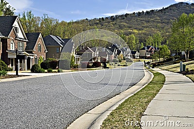 Peaceful Modern Neighborhood Stock Photo