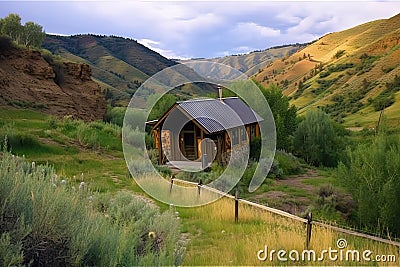 peaceful mountain retreat, with scenic views and natural hot springs Stock Photo