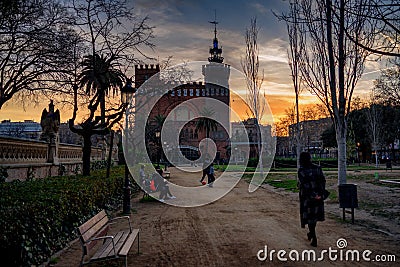 A Stroll in the Park. Barcelona. Editorial Stock Photo