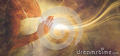 Peaceful prayer sending love and light out Stock Photo